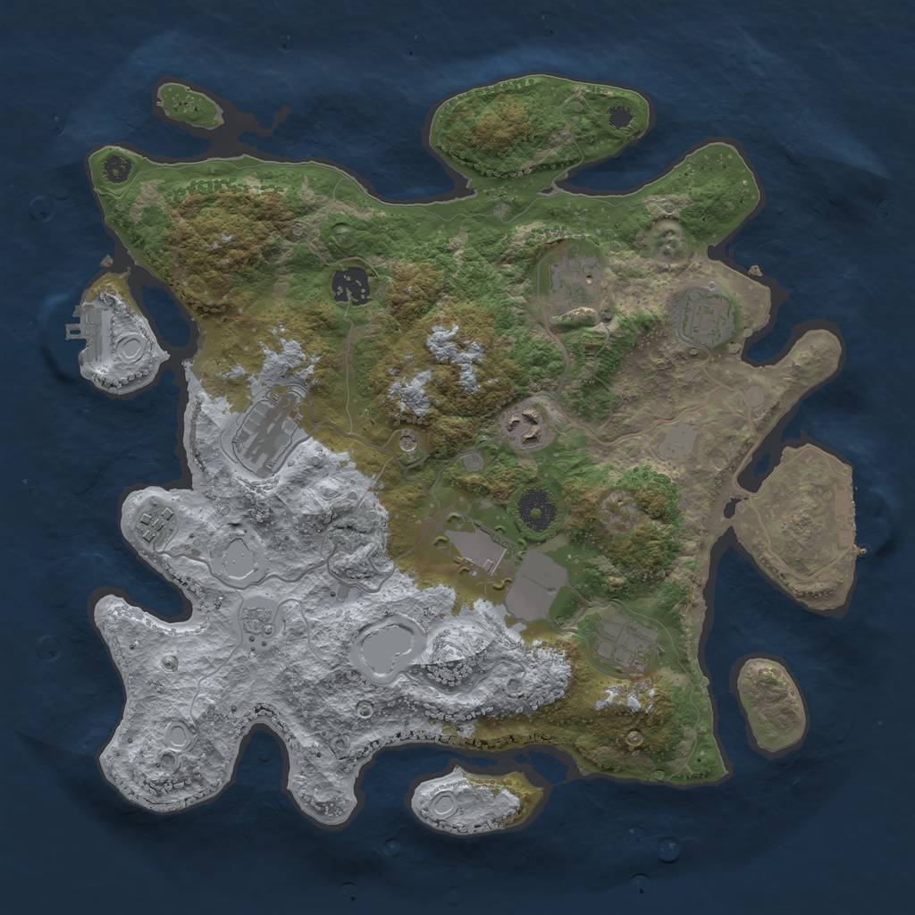 Rust Map: Procedural Map, Size: 3500, Seed: 13826, 17 Monuments