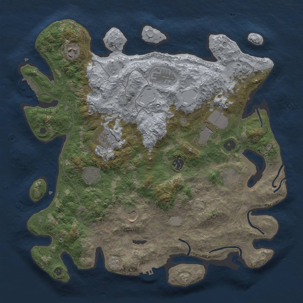 Rust Map: Procedural Map, Size: 4000, Seed: 1628, 19 Monuments