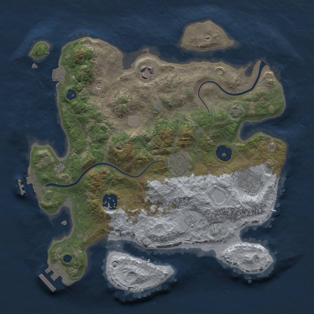 Rust Map: Procedural Map, Size: 3000, Seed: 684684, 10 Monuments