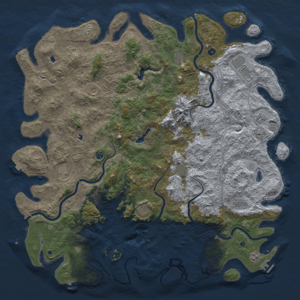 Rust Map: Procedural Map, Size: 6000, Seed: 977409997, 17 Monuments