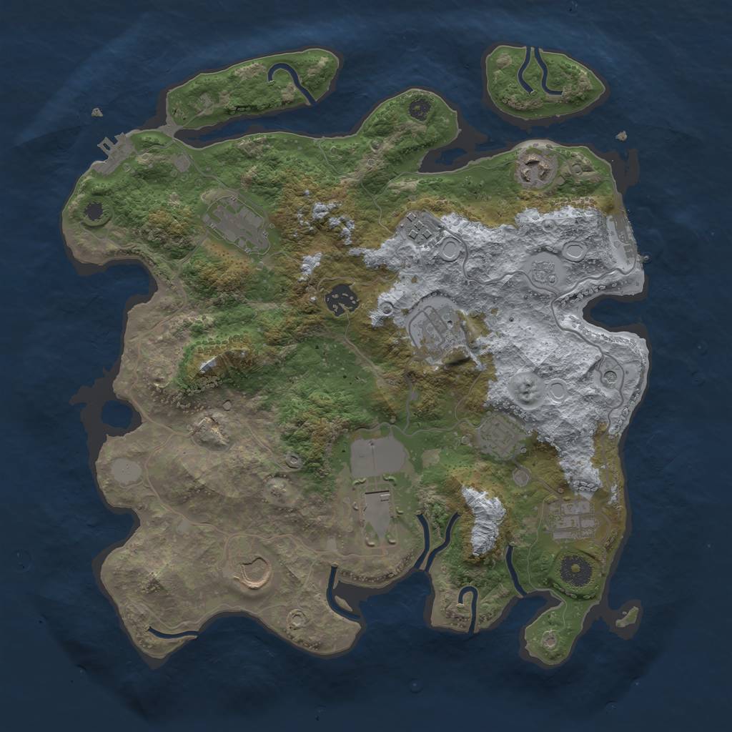 Rust Map: Procedural Map, Size: 3500, Seed: 7054, 18 Monuments