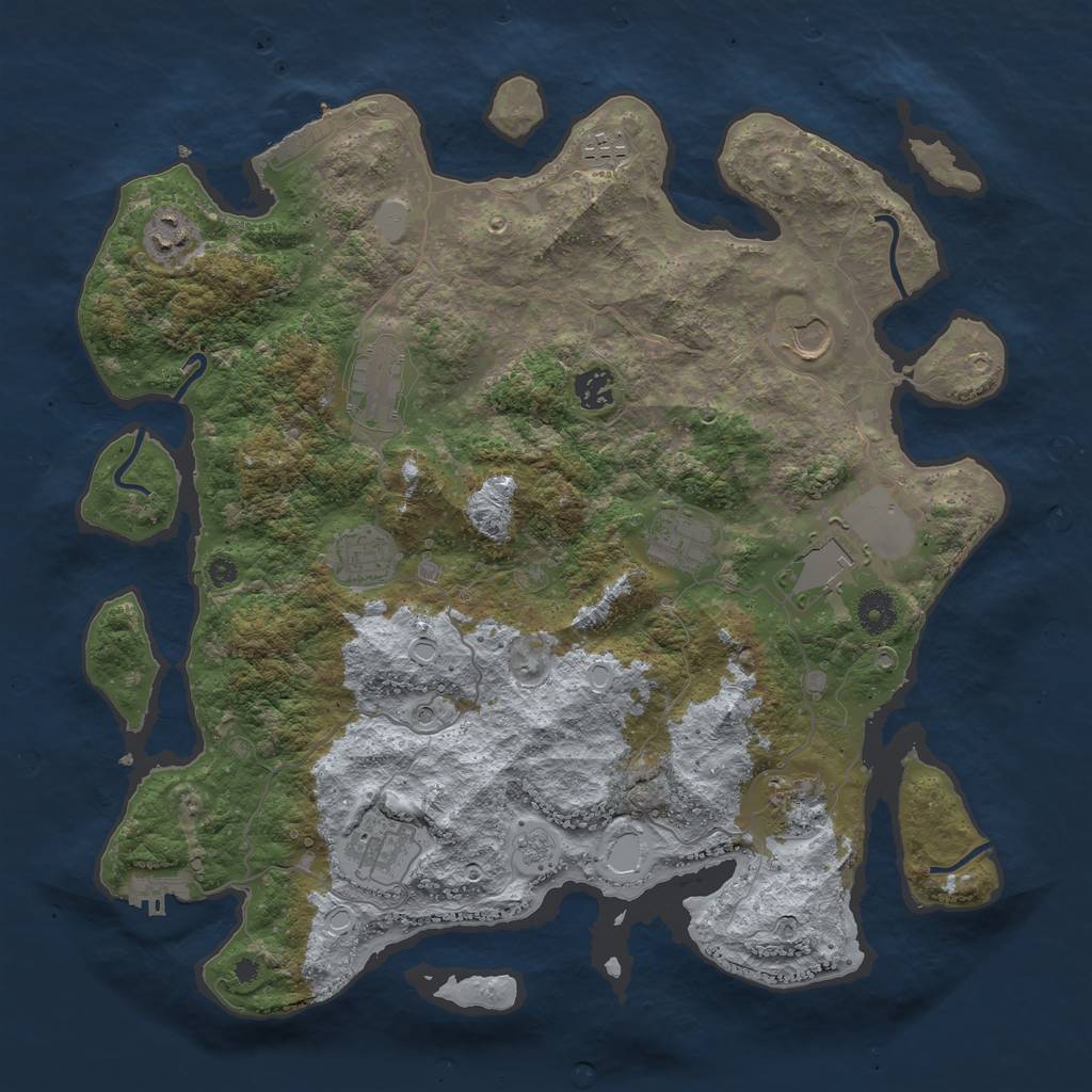 Rust Map: Procedural Map, Size: 3950, Seed: 835366801, 19 Monuments