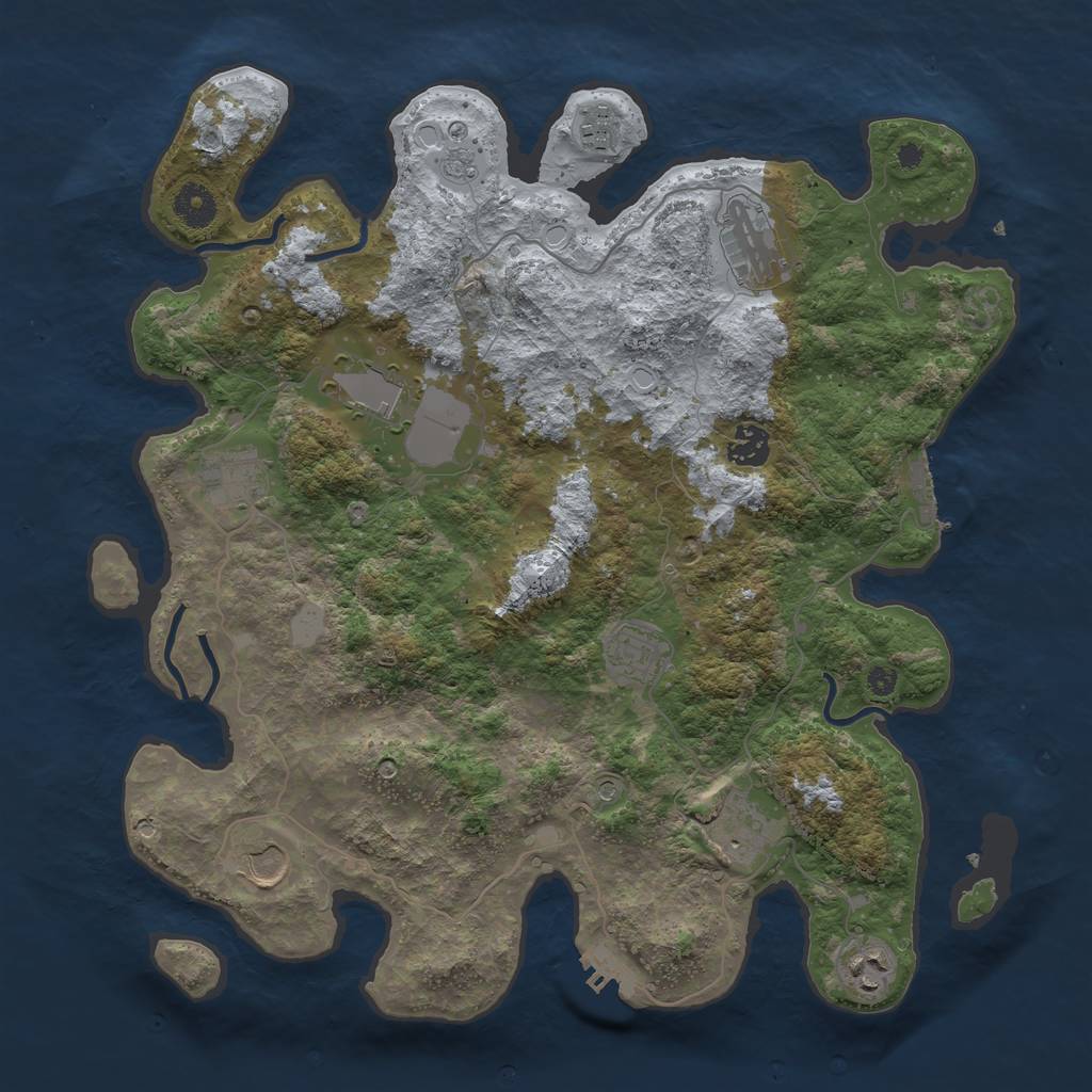 Rust Map: Procedural Map, Size: 3800, Seed: 1253878552, 18 Monuments