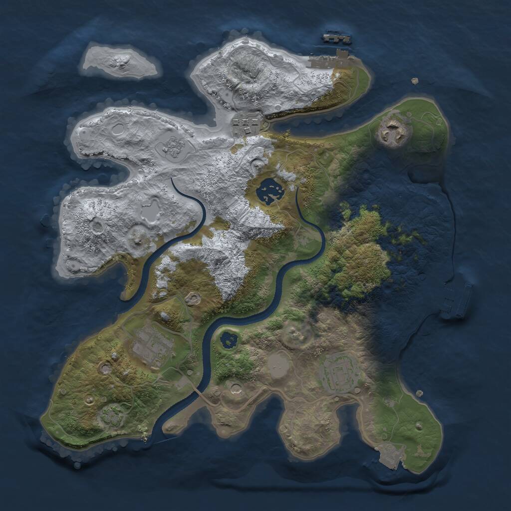 Rust Map: Procedural Map, Size: 3000, Seed: 1480816130, 11 Monuments