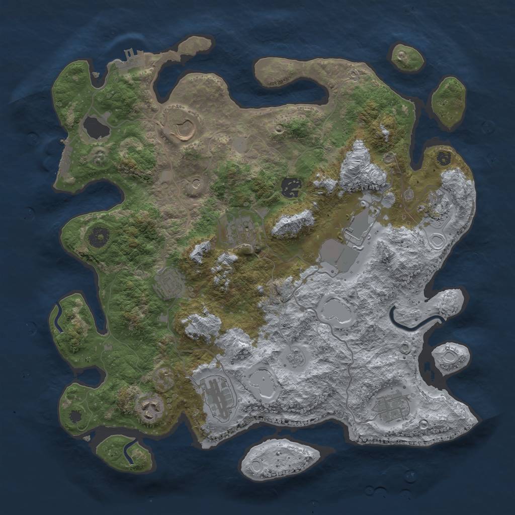 Rust Map: Procedural Map, Size: 3700, Seed: 423153, 18 Monuments