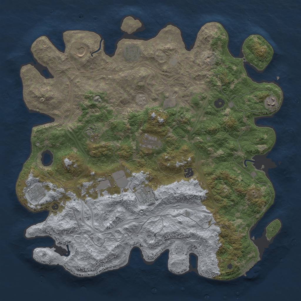 Rust Map: Procedural Map, Size: 4500, Seed: 101163891, 19 Monuments