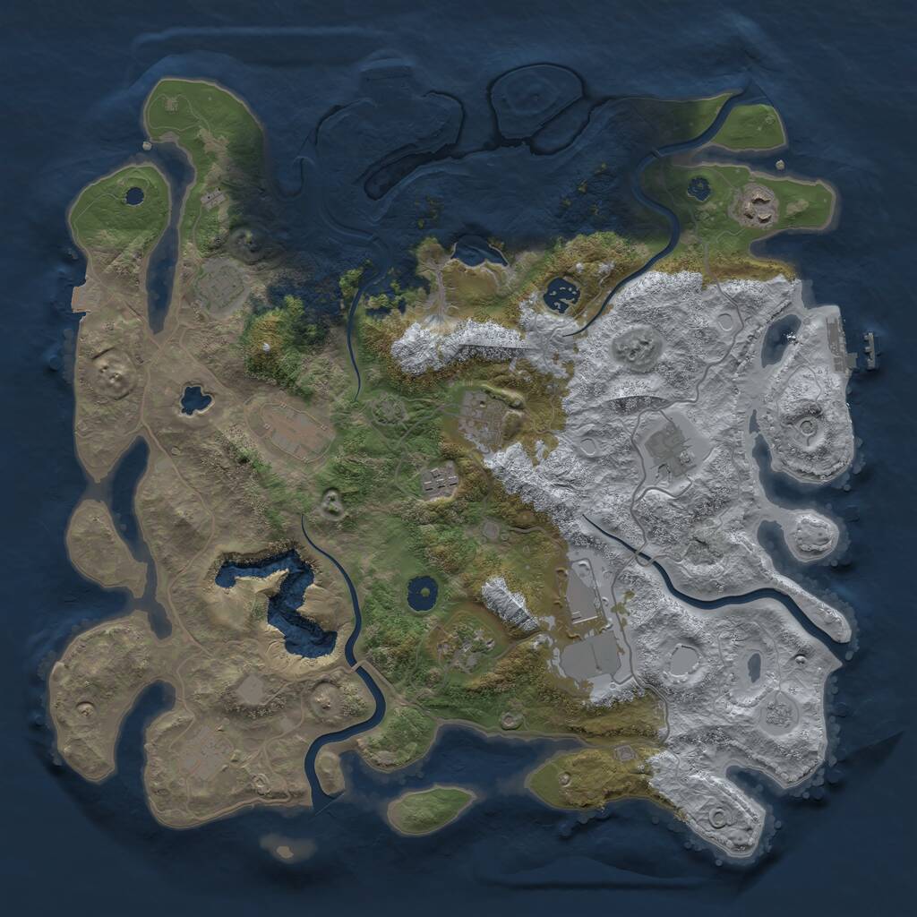 Rust Map: Procedural Map, Size: 4096, Seed: 1728481029, 16 Monuments