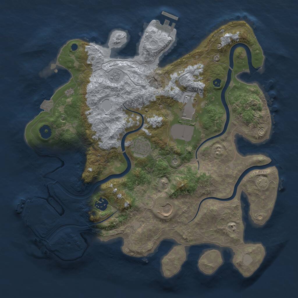 Rust Map: Procedural Map, Size: 3500, Seed: 4867622, 10 Monuments