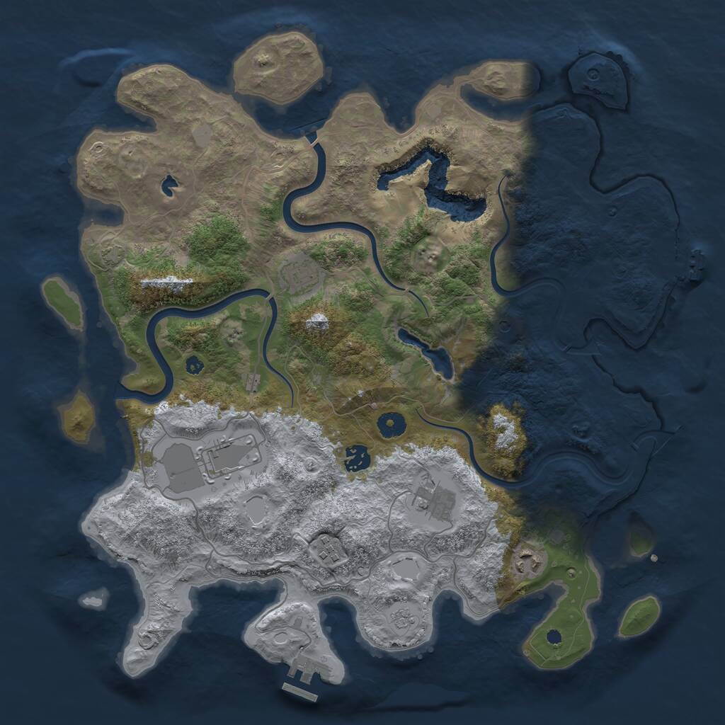 Rust Map: Procedural Map, Size: 4000, Seed: 369545326, 12 Monuments