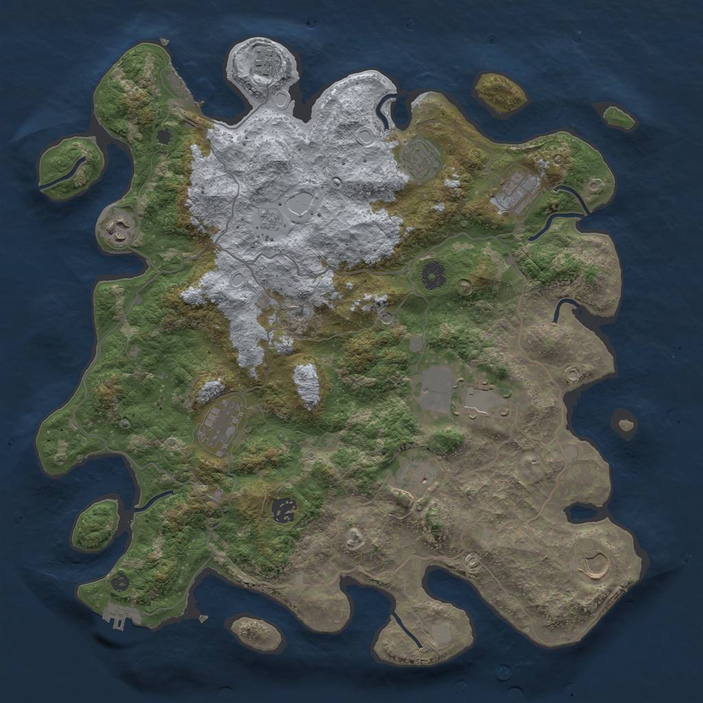 Rust Map: Procedural Map, Size: 4000, Seed: 1111079038, 18 Monuments