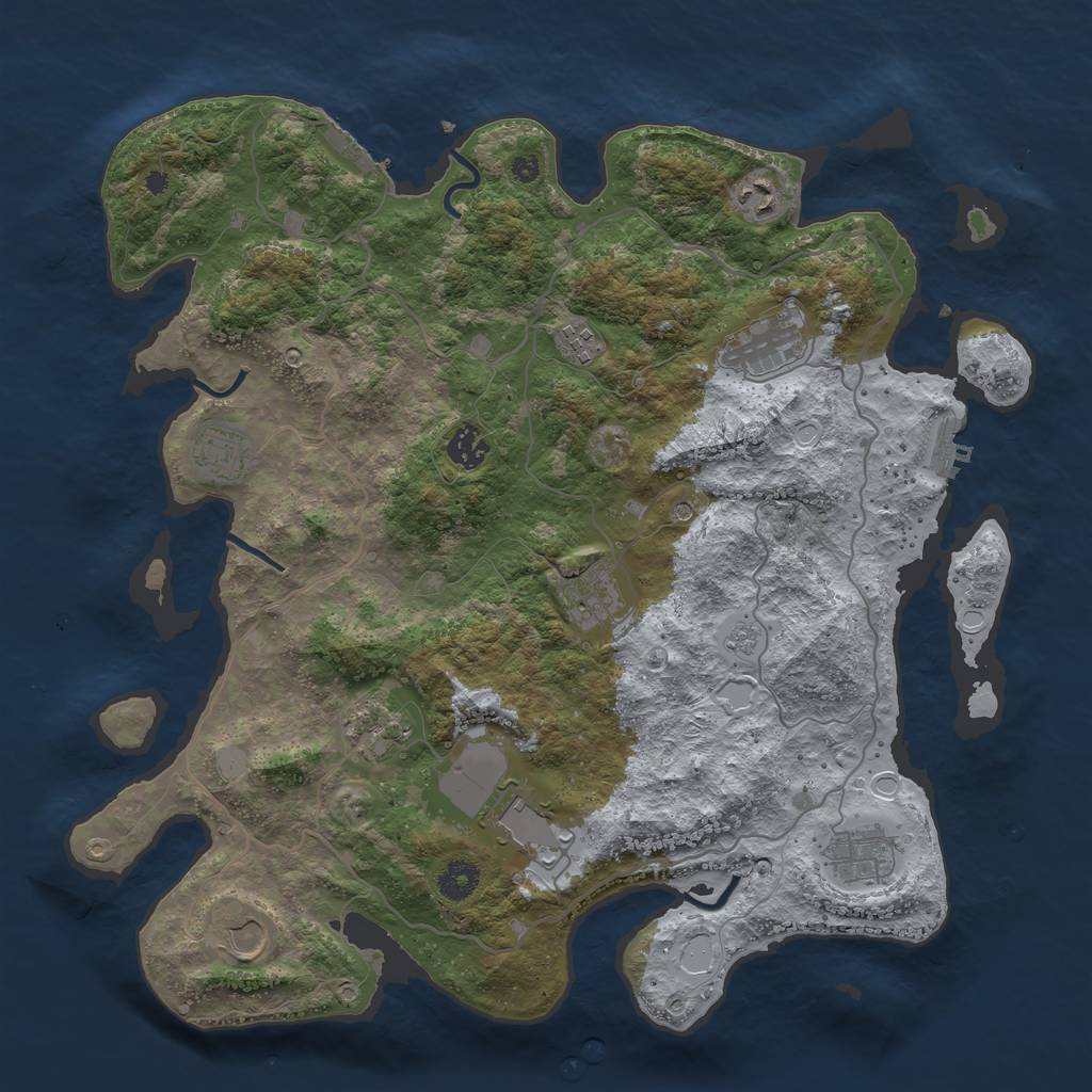 Rust Map: Procedural Map, Size: 4000, Seed: 9864246, 19 Monuments