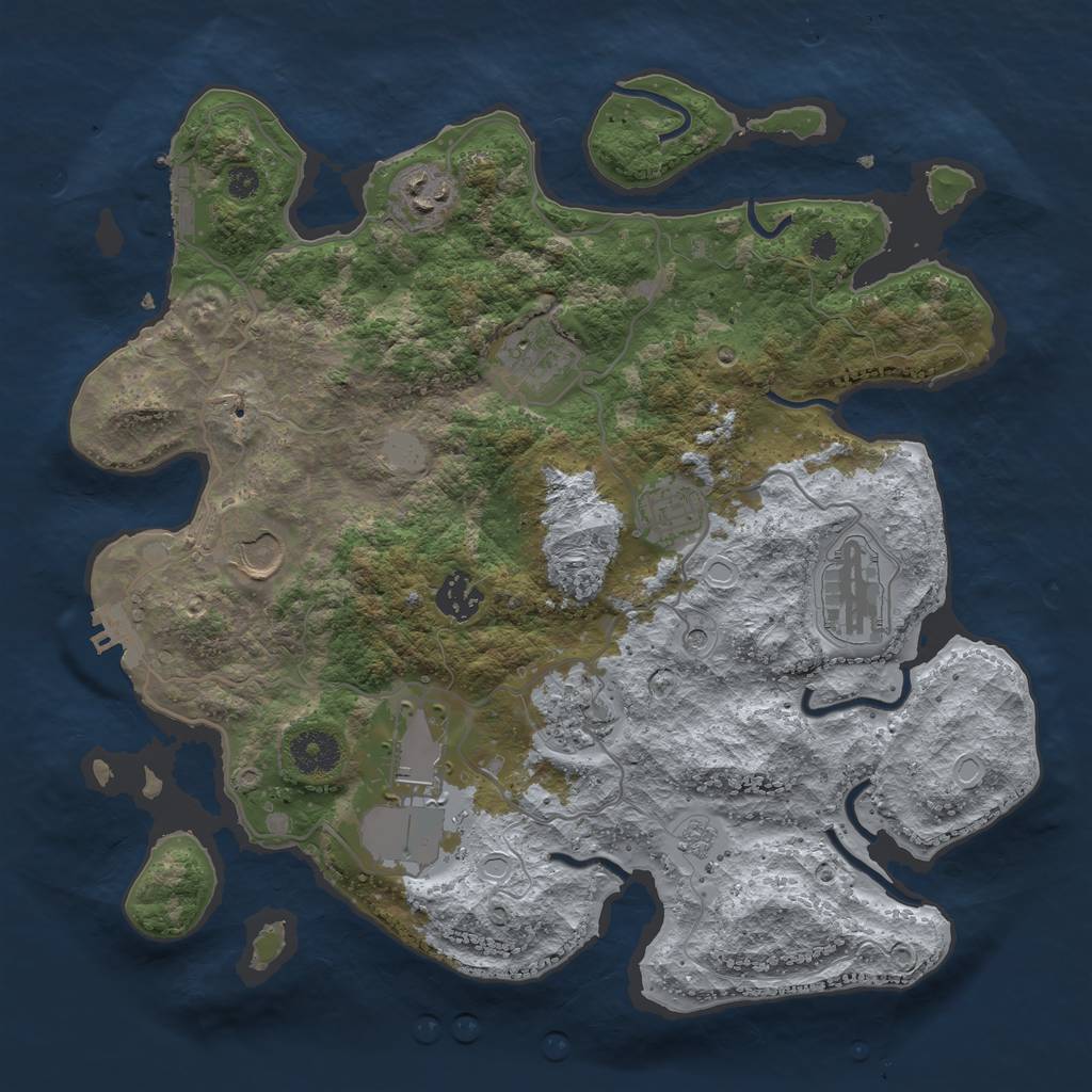 Rust Map: Procedural Map, Size: 3500, Seed: 1408197509, 17 Monuments
