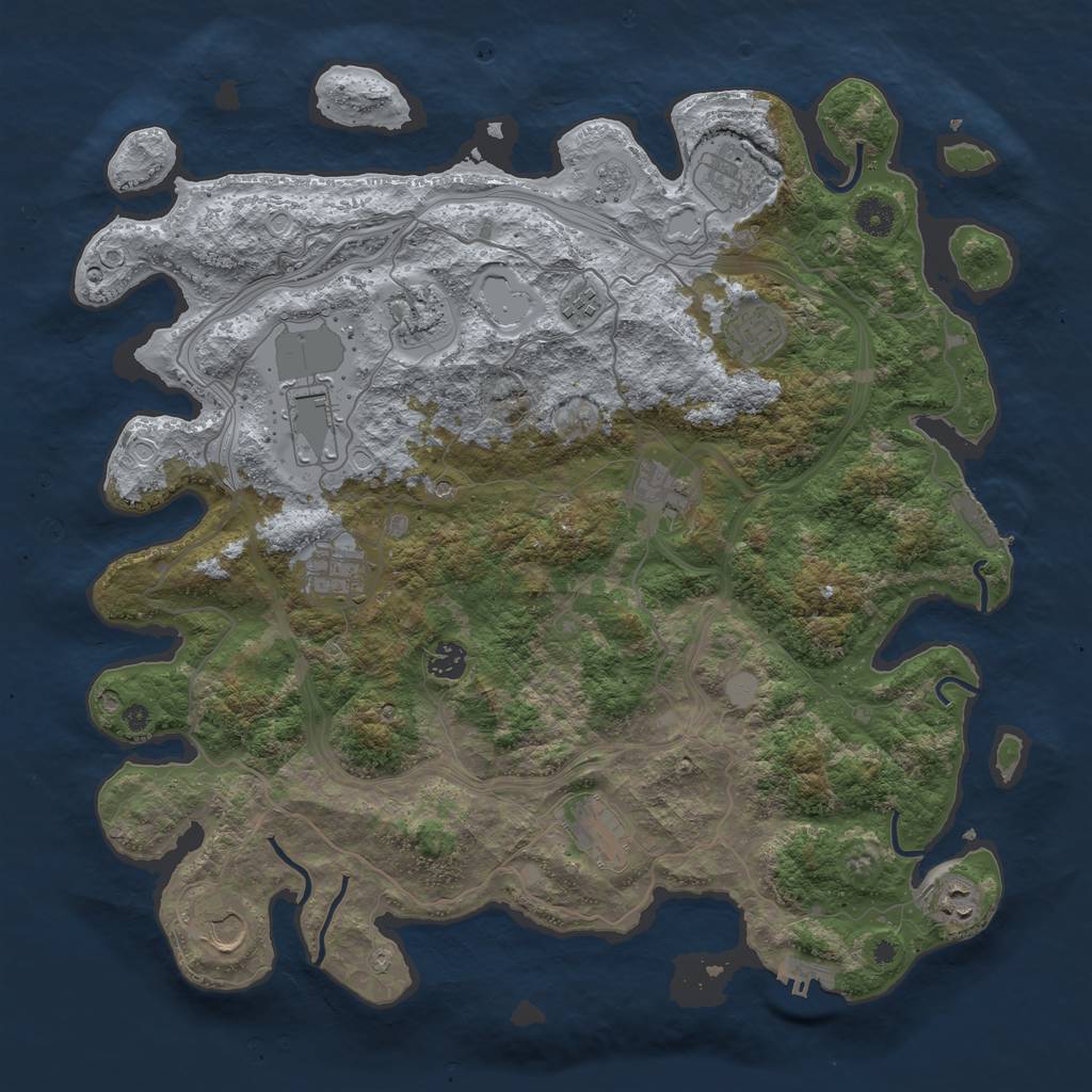 Rust Map: Procedural Map, Size: 4250, Seed: 1393212503, 20 Monuments