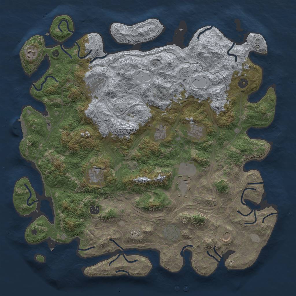 Rust Map: Procedural Map, Size: 4500, Seed: 948669, 18 Monuments