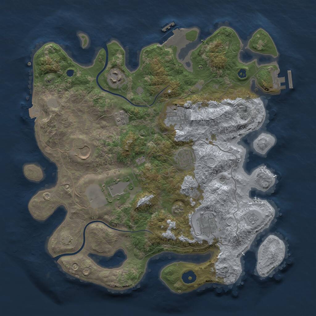 Rust Map: Procedural Map, Size: 3500, Seed: 1848828912, 13 Monuments