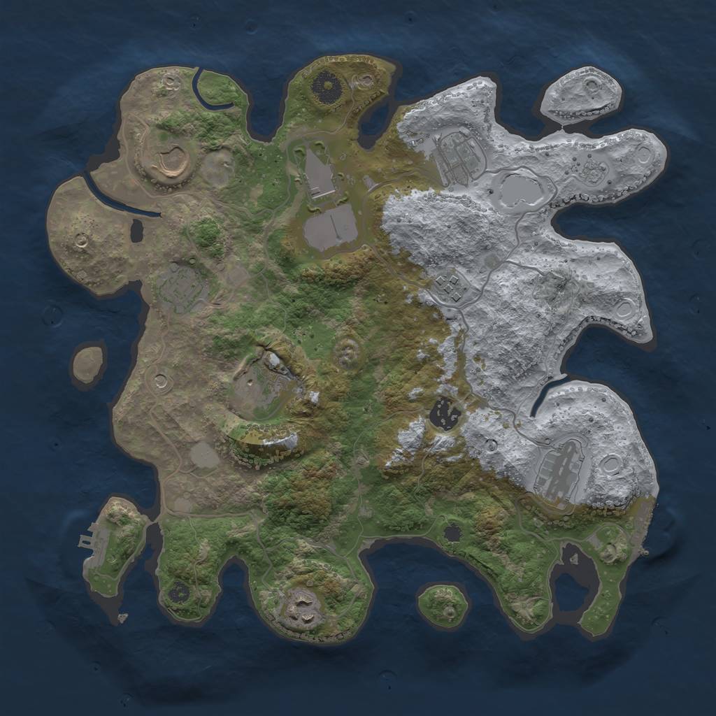 Rust Map: Procedural Map, Size: 3500, Seed: 6831935, 18 Monuments