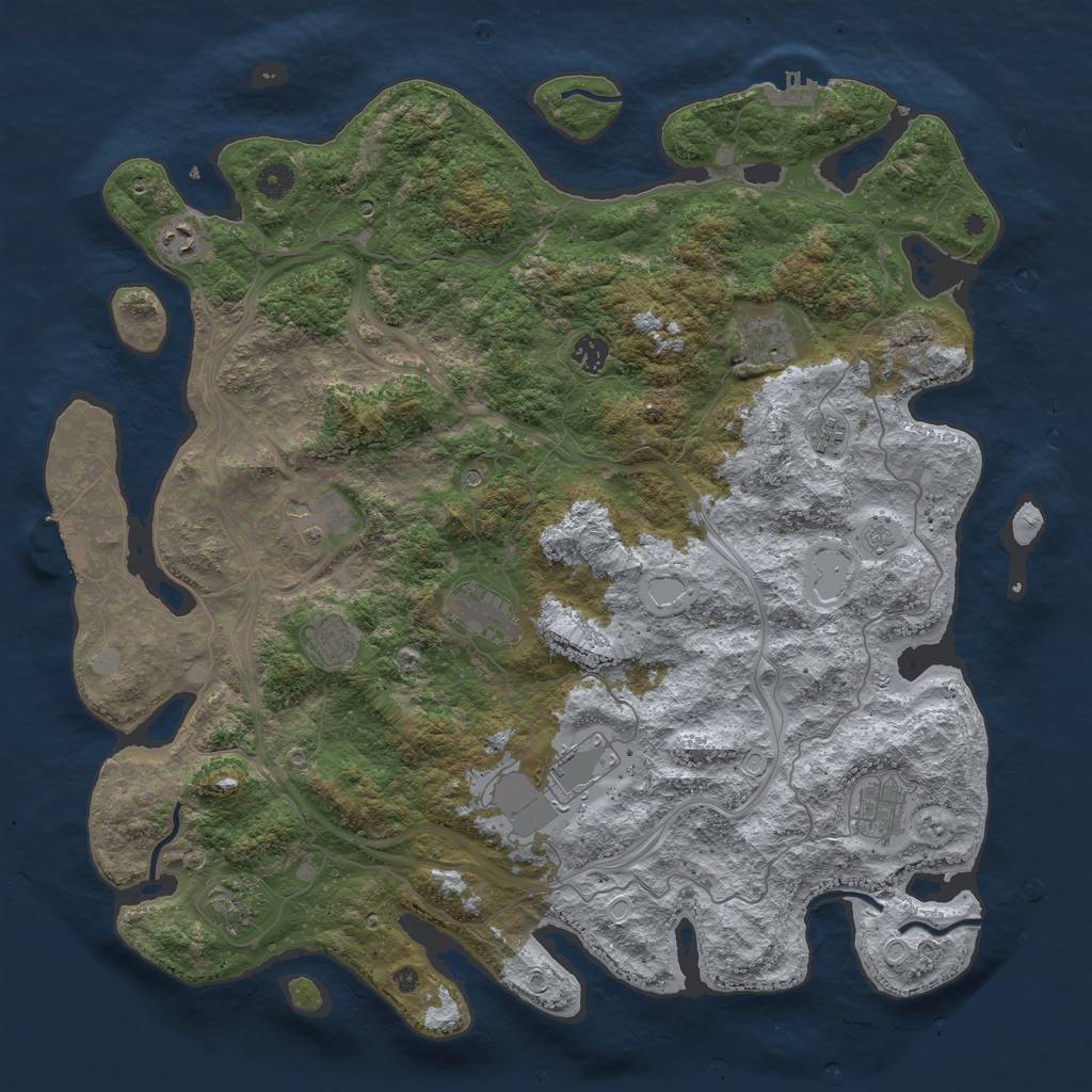 Rust Map: Procedural Map, Size: 4501, Seed: 5143, 19 Monuments