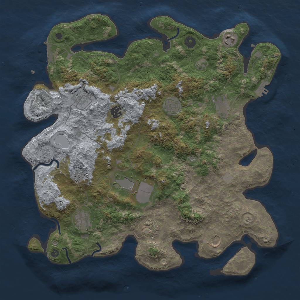 Rust Map: Procedural Map, Size: 3900, Seed: 34137286, 19 Monuments