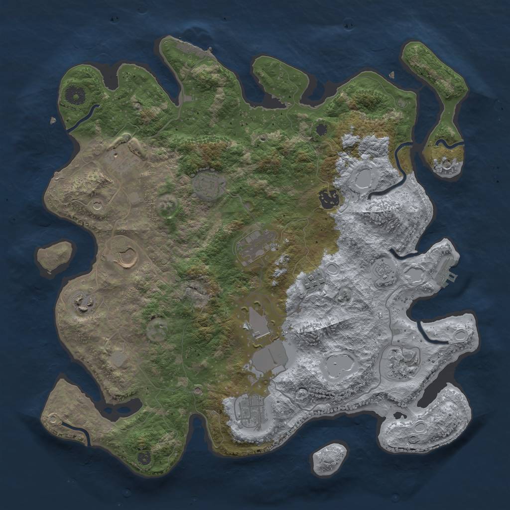 Rust Map: Procedural Map, Size: 3800, Seed: 23164558, 19 Monuments