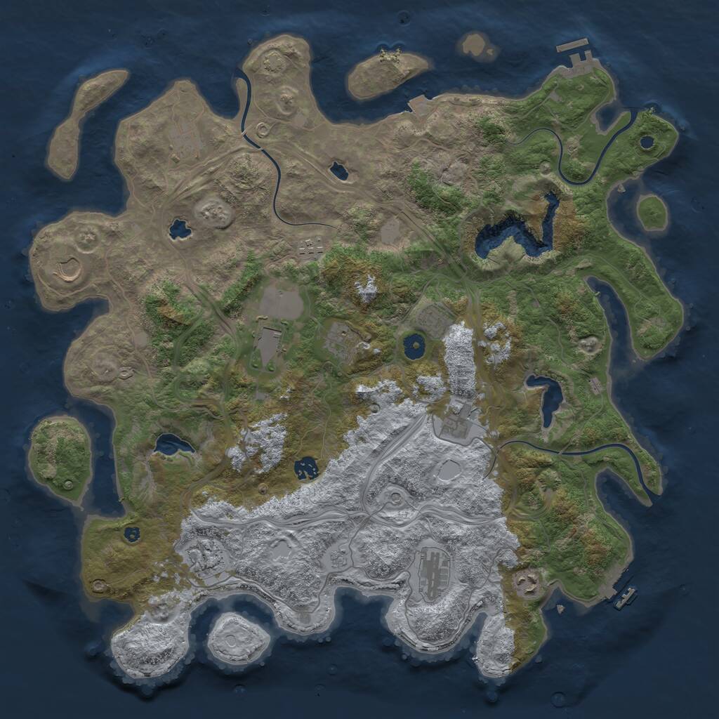 Rust Map: Procedural Map, Size: 4500, Seed: 2047305642, 17 Monuments