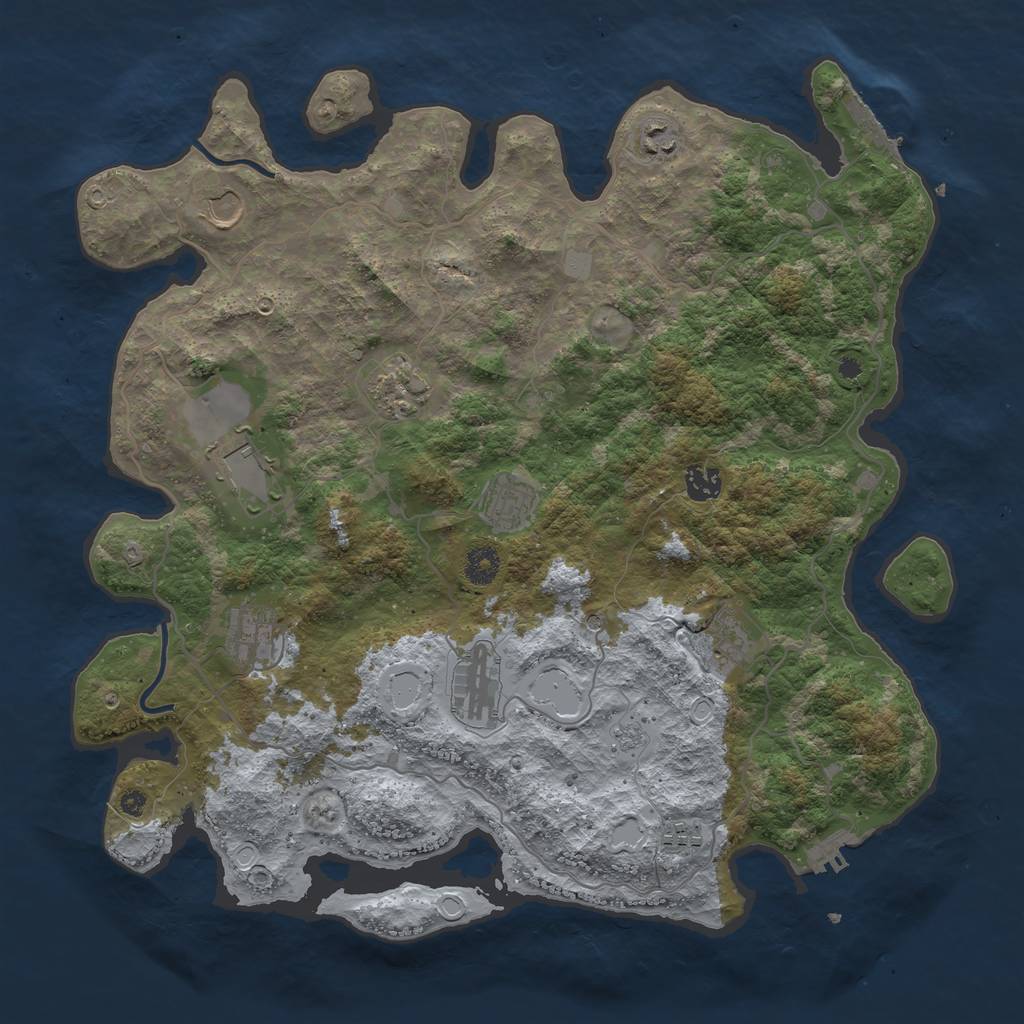 Rust Map: Procedural Map, Size: 4050, Seed: 5368, 19 Monuments