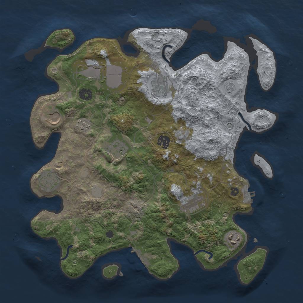 Rust Map: Procedural Map, Size: 3500, Seed: 2543499, 18 Monuments