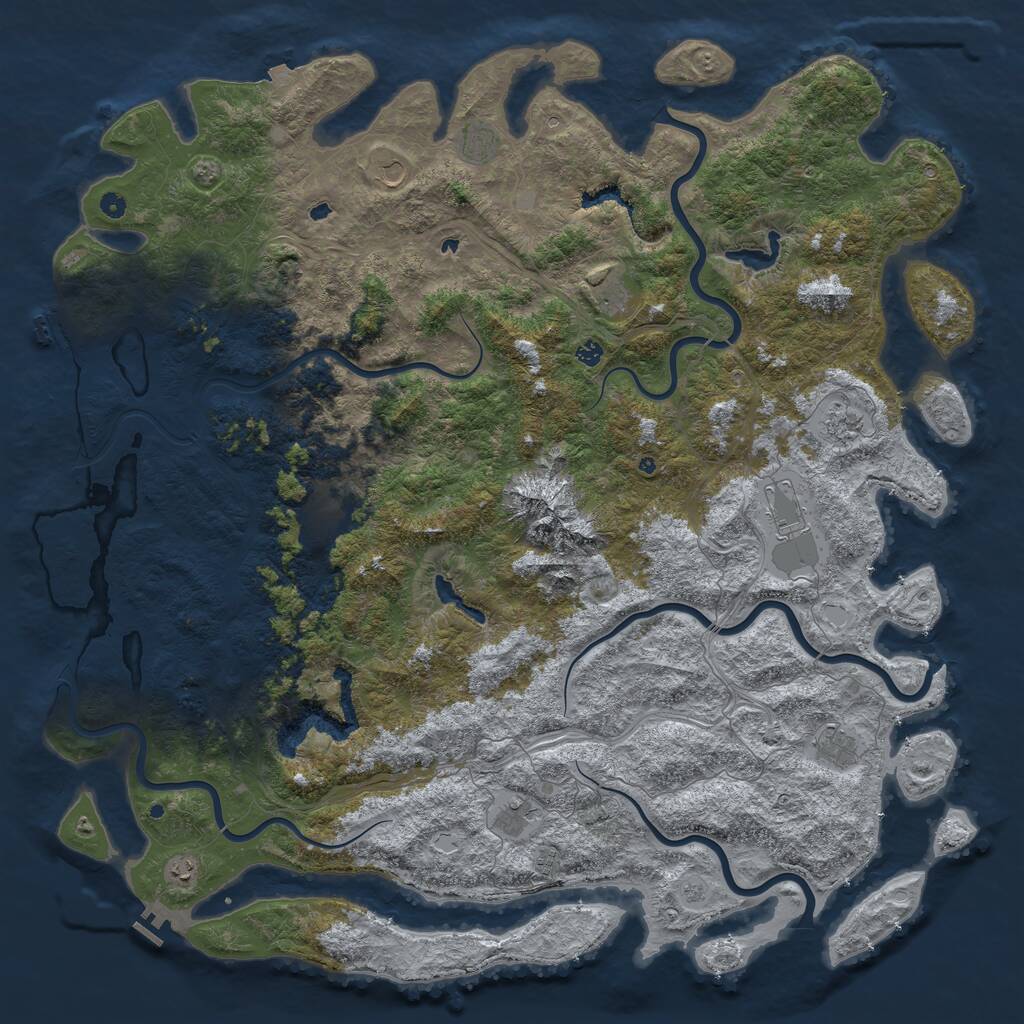 Rust Map: Procedural Map, Size: 6000, Seed: 114, 17 Monuments
