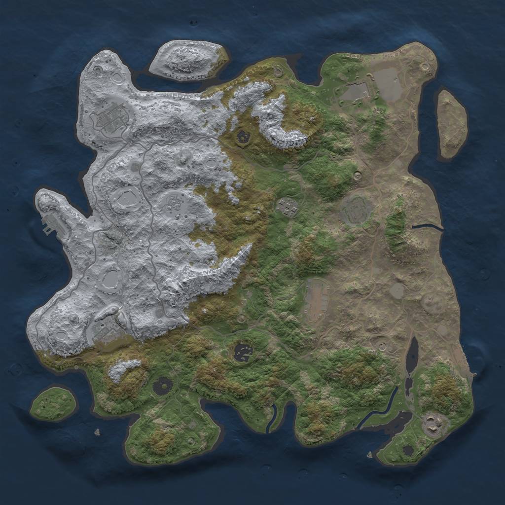 Rust Map: Procedural Map, Size: 4000, Seed: 1783330859, 17 Monuments