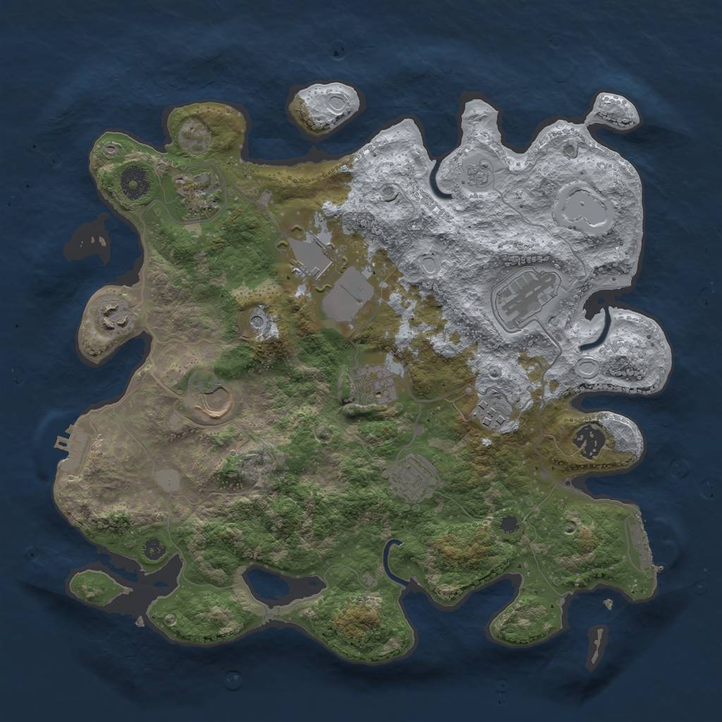 Rust Map: Procedural Map, Size: 3500, Seed: 7001, 18 Monuments