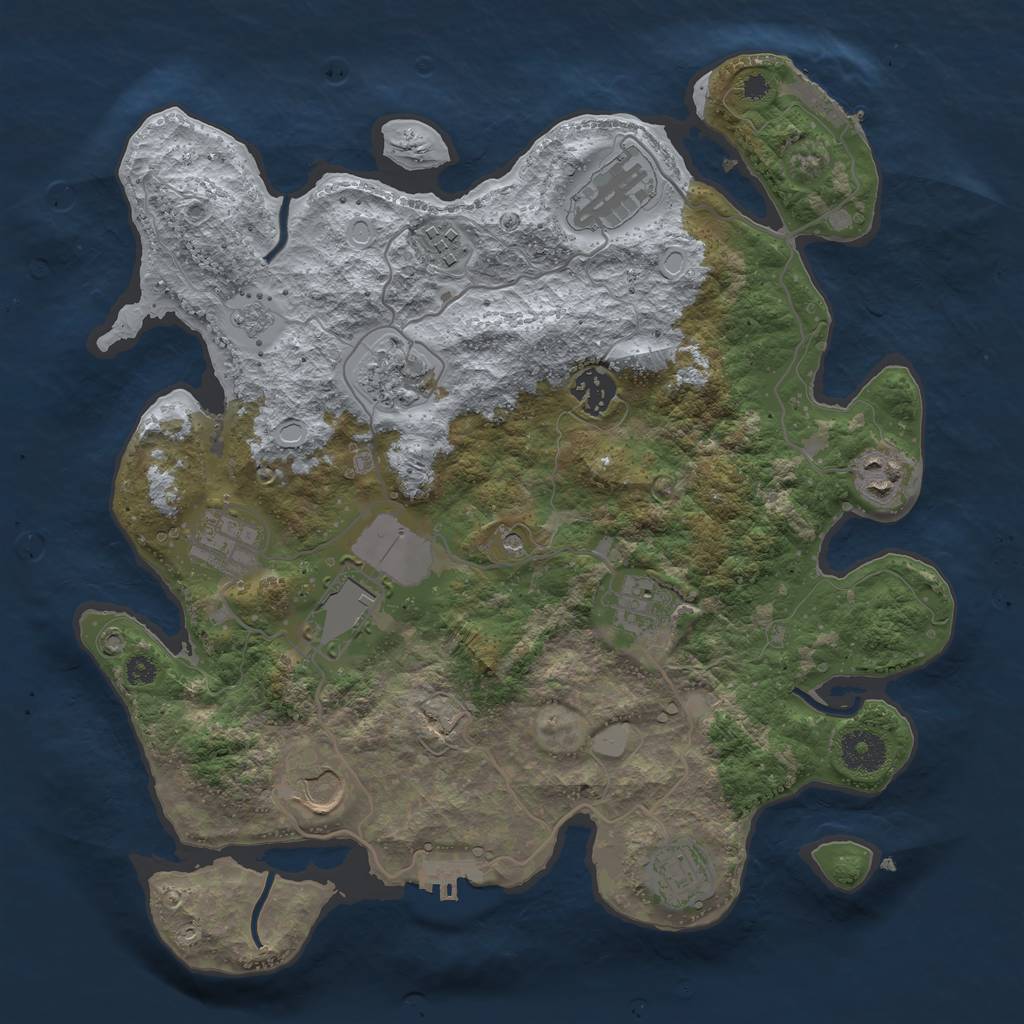 Rust Map: Procedural Map, Size: 3500, Seed: 160162438, 19 Monuments