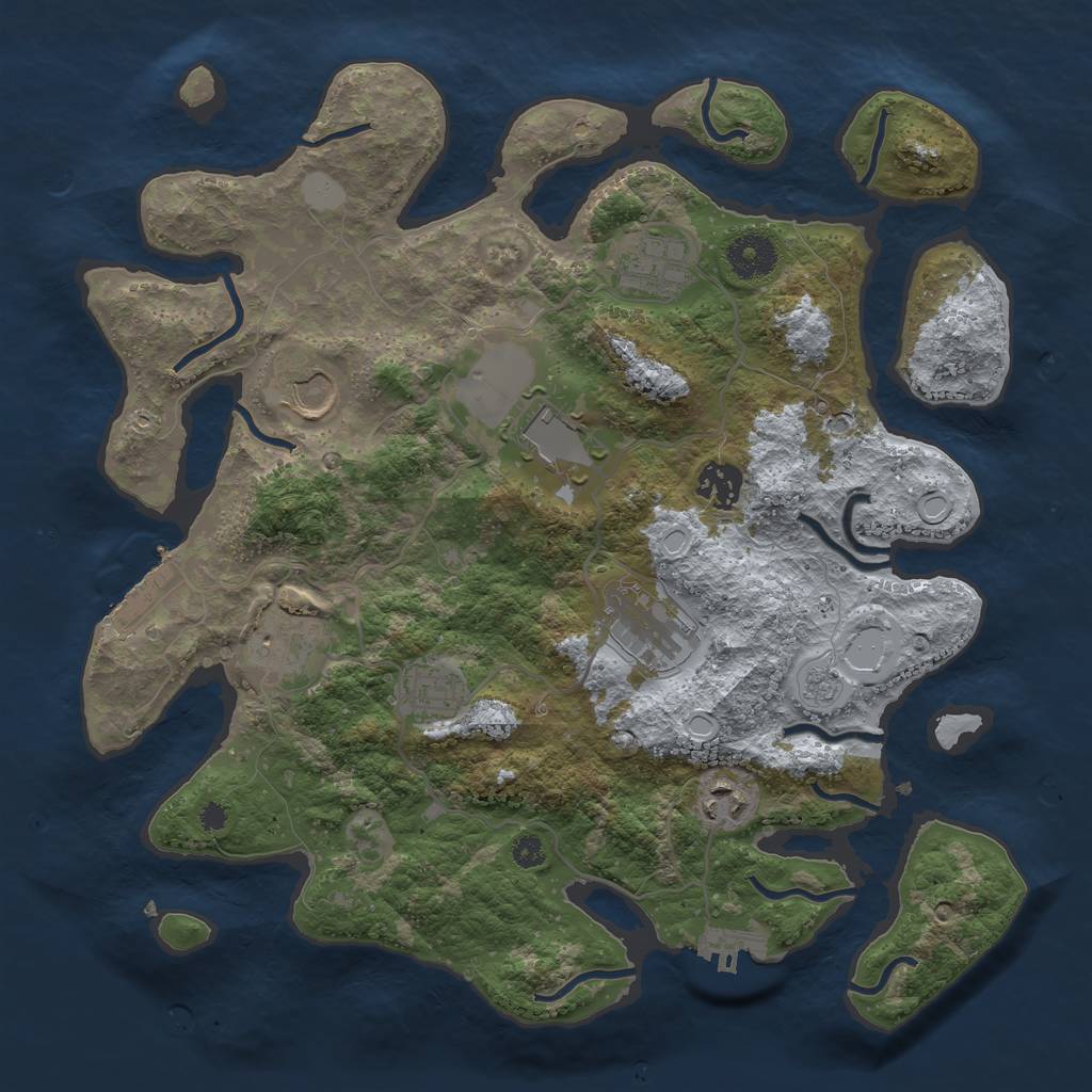 Rust Map: Procedural Map, Size: 3500, Seed: 1071729437, 16 Monuments