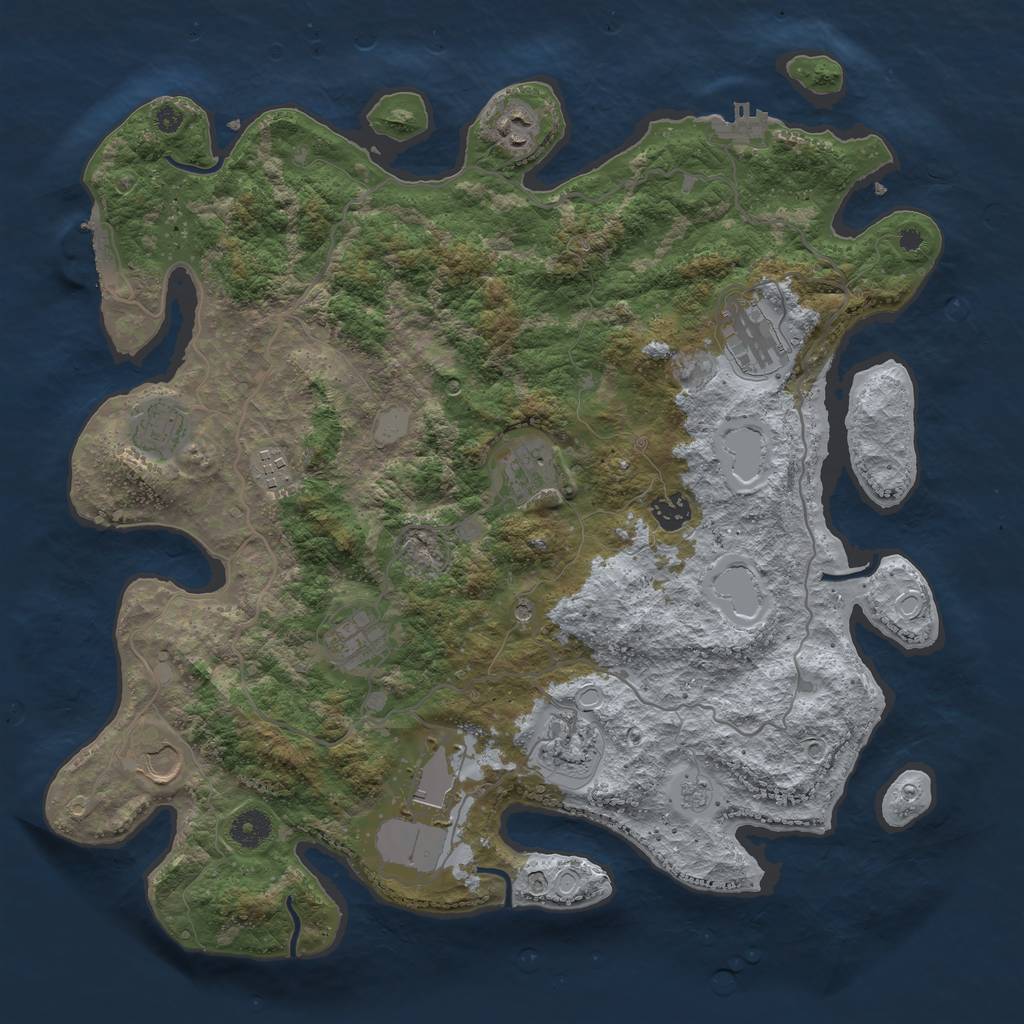 Rust Map: Procedural Map, Size: 4000, Seed: 46025014, 19 Monuments