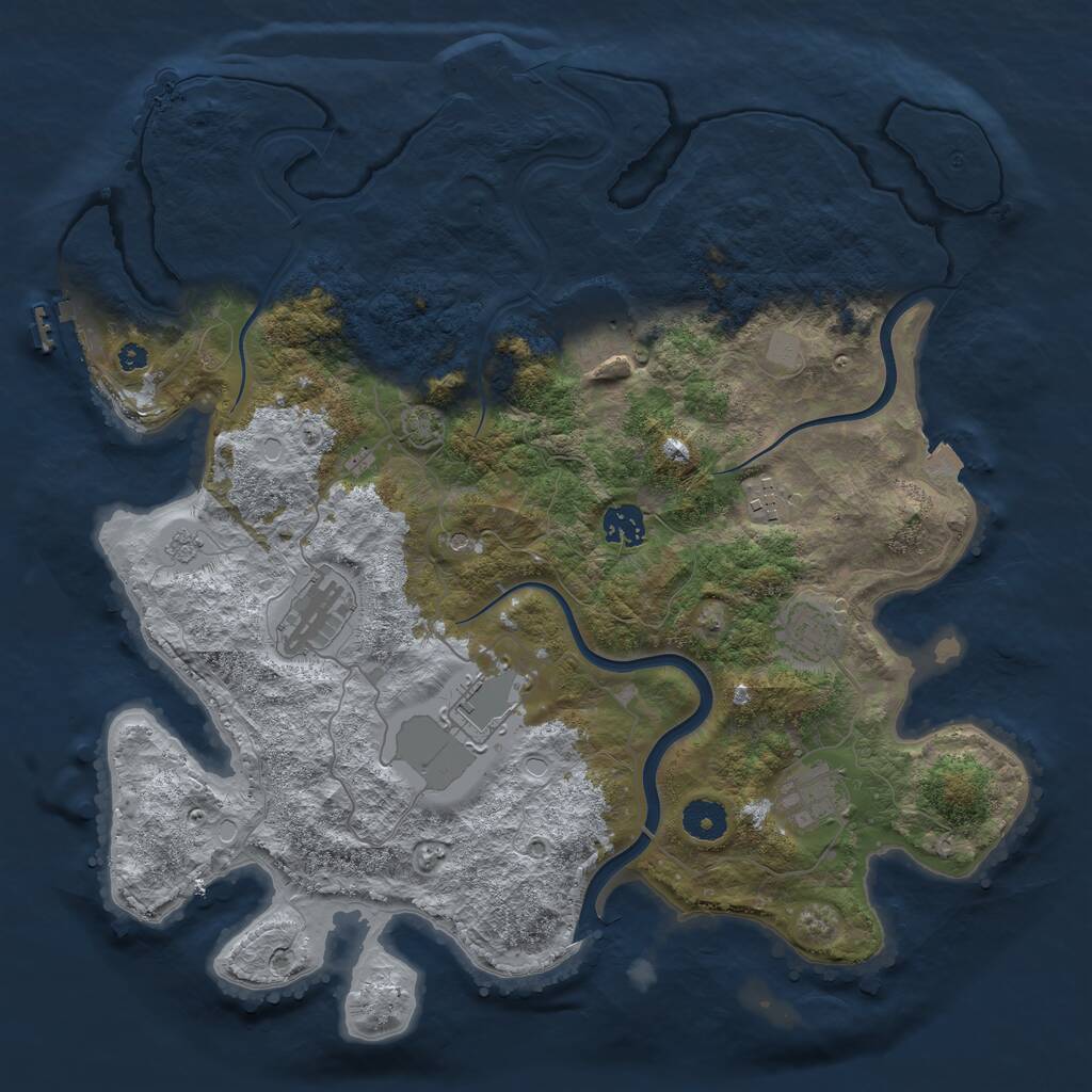 Rust Map: Procedural Map, Size: 3800, Seed: 59379629, 13 Monuments