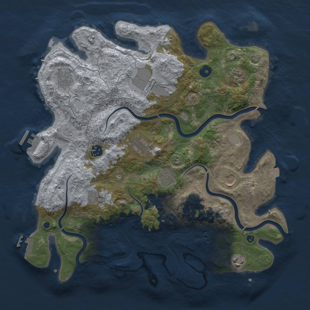 Rust Map: Procedural Map, Size: 3900, Seed: 16831436, 16 Monuments