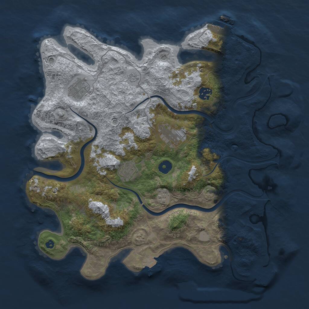 Rust Map: Procedural Map, Size: 3550, Seed: 21796783, 11 Monuments