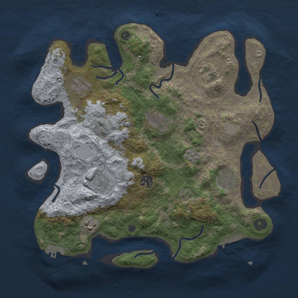 Rust Map: Procedural Map, Size: 3450, Seed: 19300175, 17 Monuments