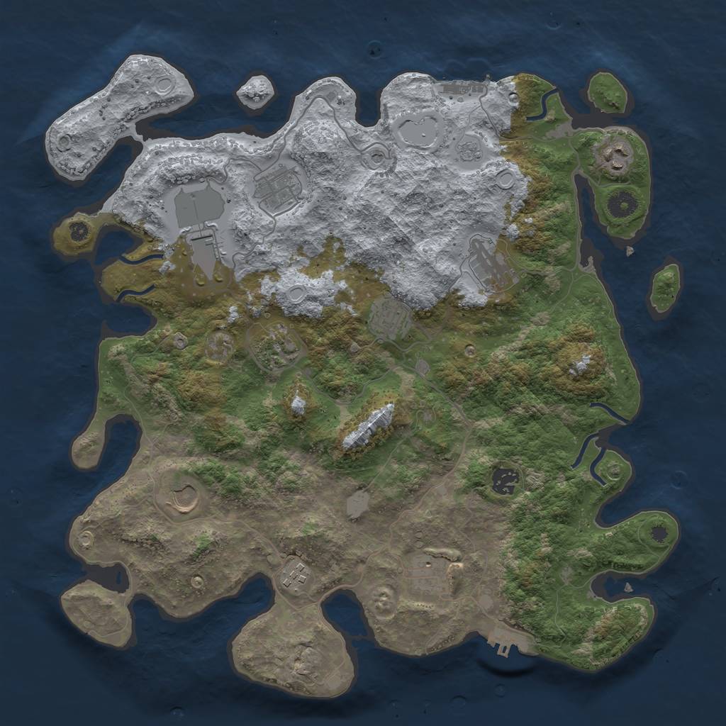 Rust Map: Procedural Map, Size: 3950, Seed: 33695502, 19 Monuments