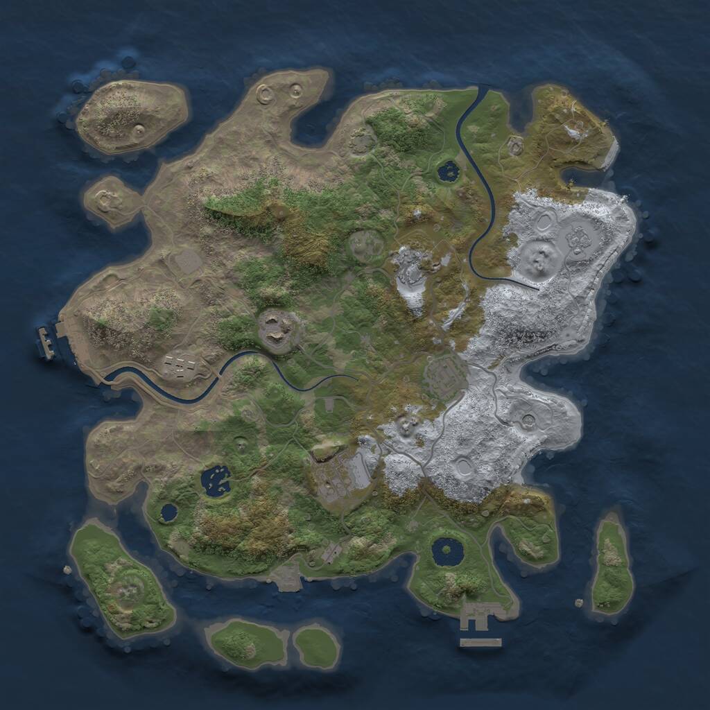 Rust Map: Procedural Map, Size: 3450, Seed: 30312944, 12 Monuments