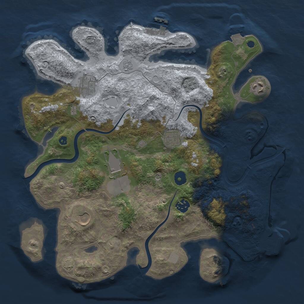Rust Map: Procedural Map, Size: 3500, Seed: 695566379, 13 Monuments