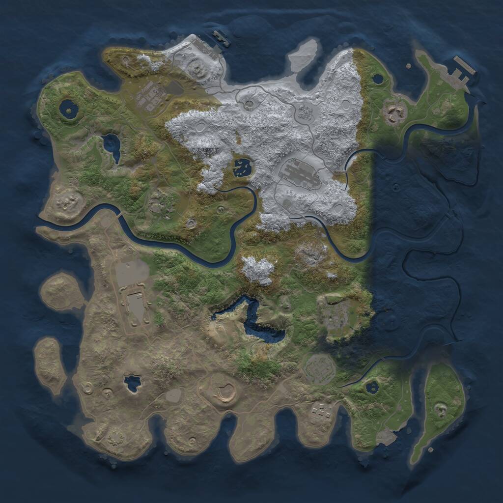 Rust Map: Procedural Map, Size: 4000, Seed: 568493, 16 Monuments