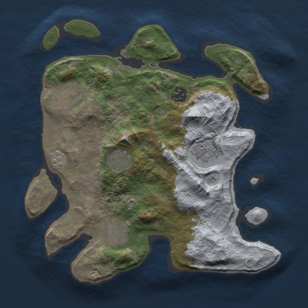 Rust Map: Barren, Size: 3000, Seed: 699349321, 9 Monuments