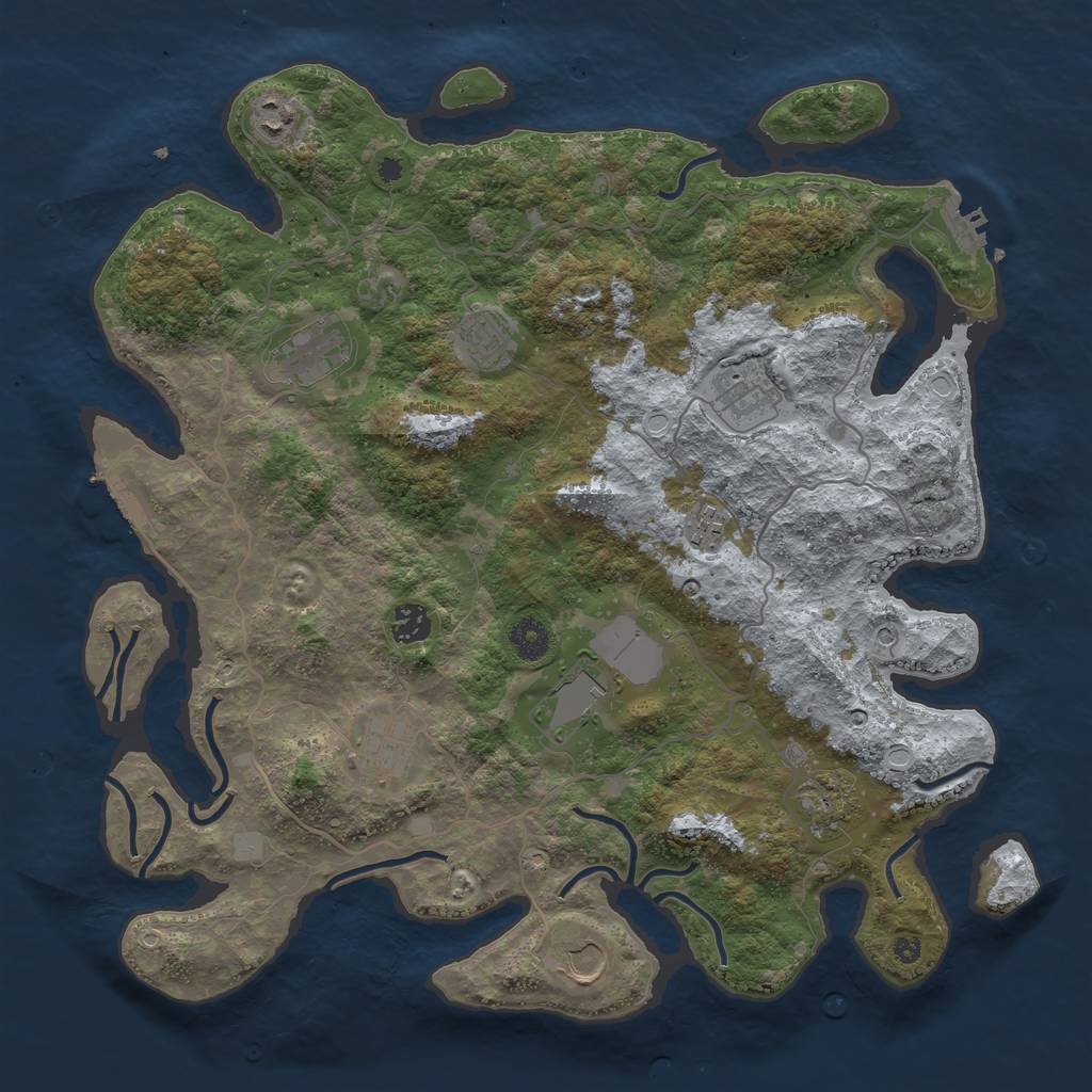 Rust Map: Procedural Map, Size: 4000, Seed: 1777, 18 Monuments