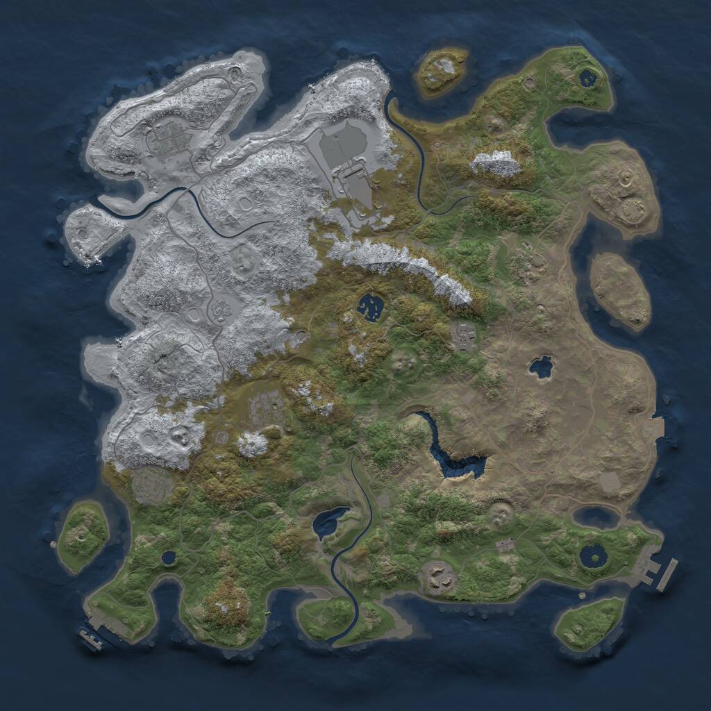 Rust Map: Procedural Map, Size: 4100, Seed: 13993849, 14 Monuments