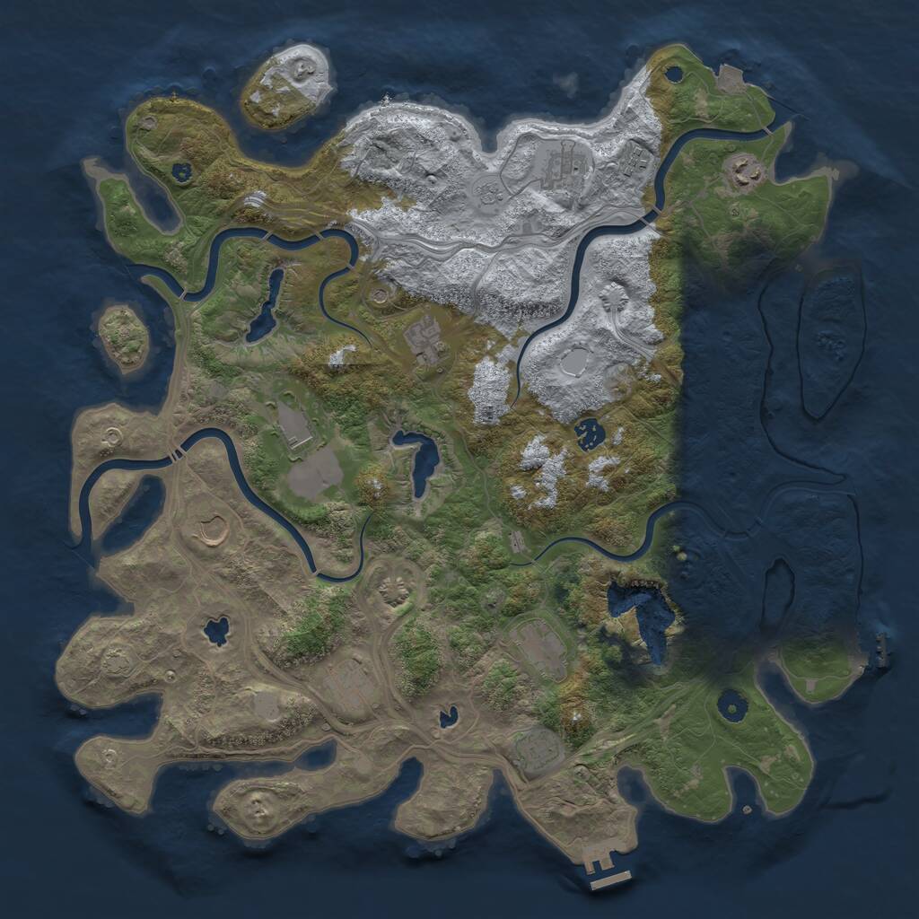 Rust Map: Procedural Map, Size: 4500, Seed: 708658351, 16 Monuments