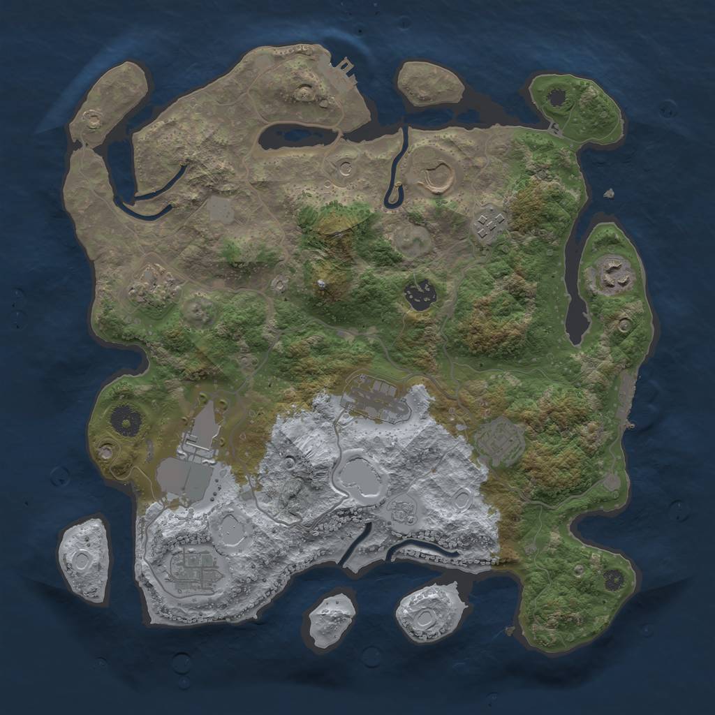 Rust Map: Procedural Map, Size: 3500, Seed: 44699116, 18 Monuments