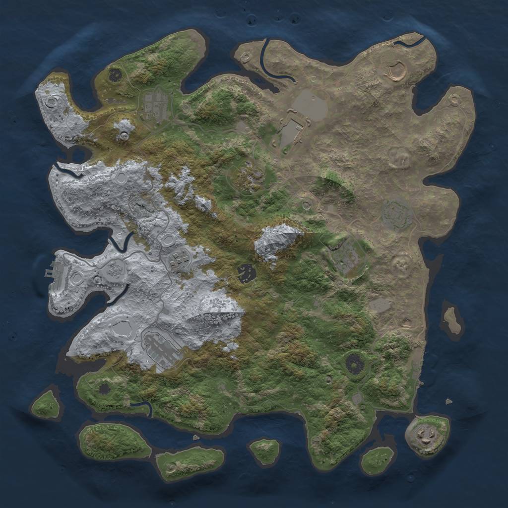 Rust Map: Procedural Map, Size: 3950, Seed: 92476794, 19 Monuments