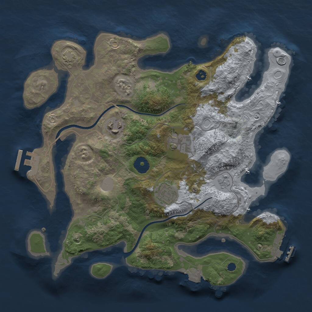 Rust Map: Procedural Map, Size: 3000, Seed: 92378905, 8 Monuments