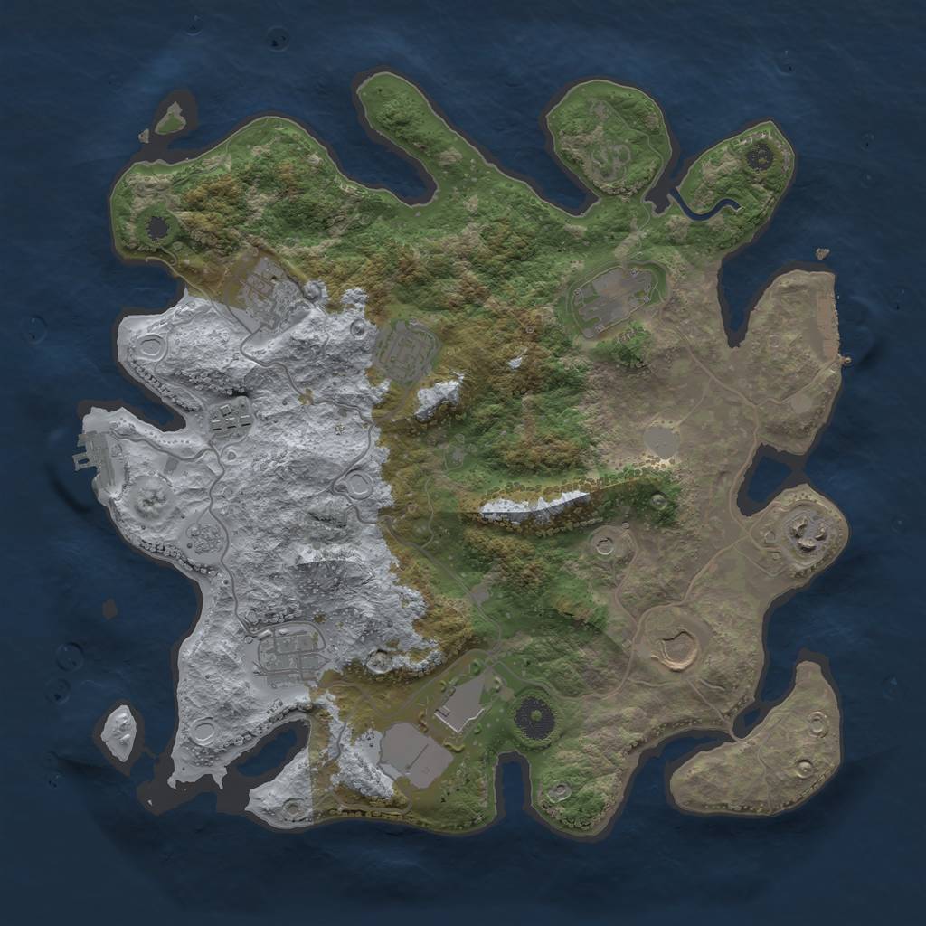 Rust Map: Procedural Map, Size: 3500, Seed: 1777508713, 17 Monuments
