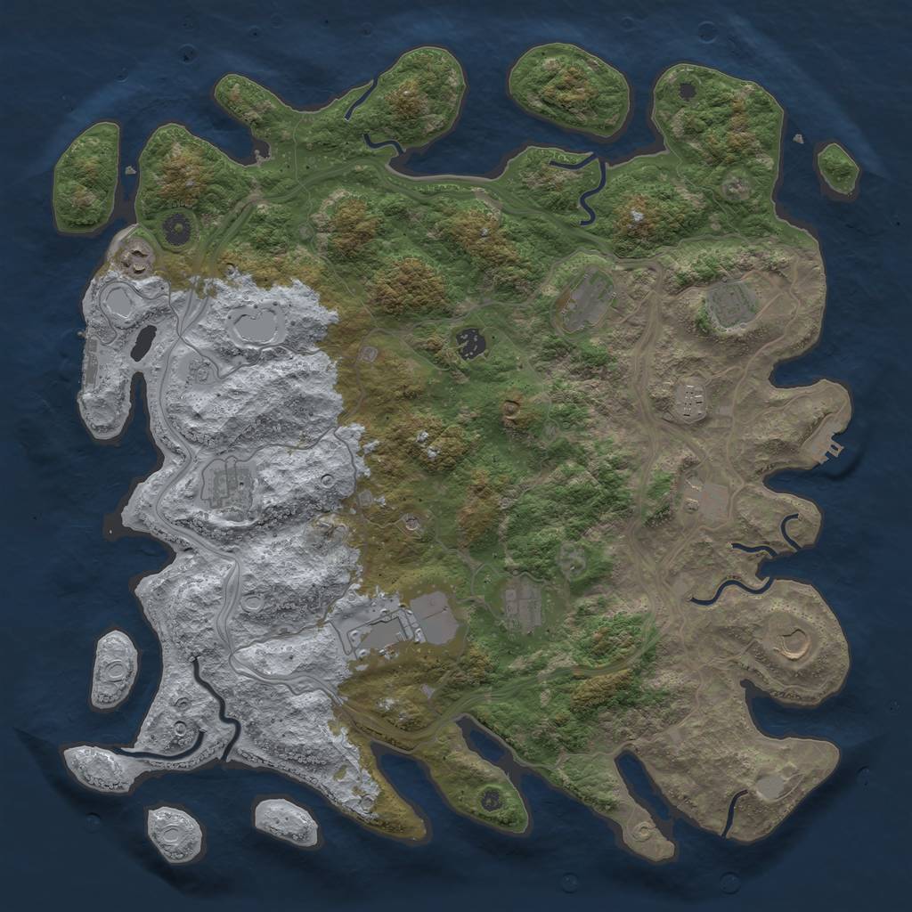 Rust Map: Procedural Map, Size: 4500, Seed: 1391918258, 19 Monuments