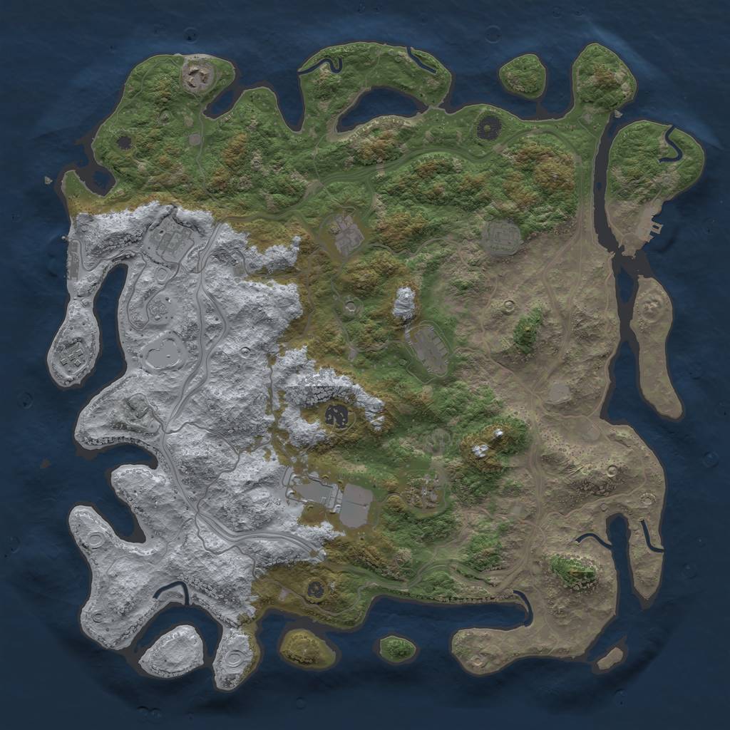 Rust Map: Procedural Map, Size: 4500, Seed: 173215800, 18 Monuments